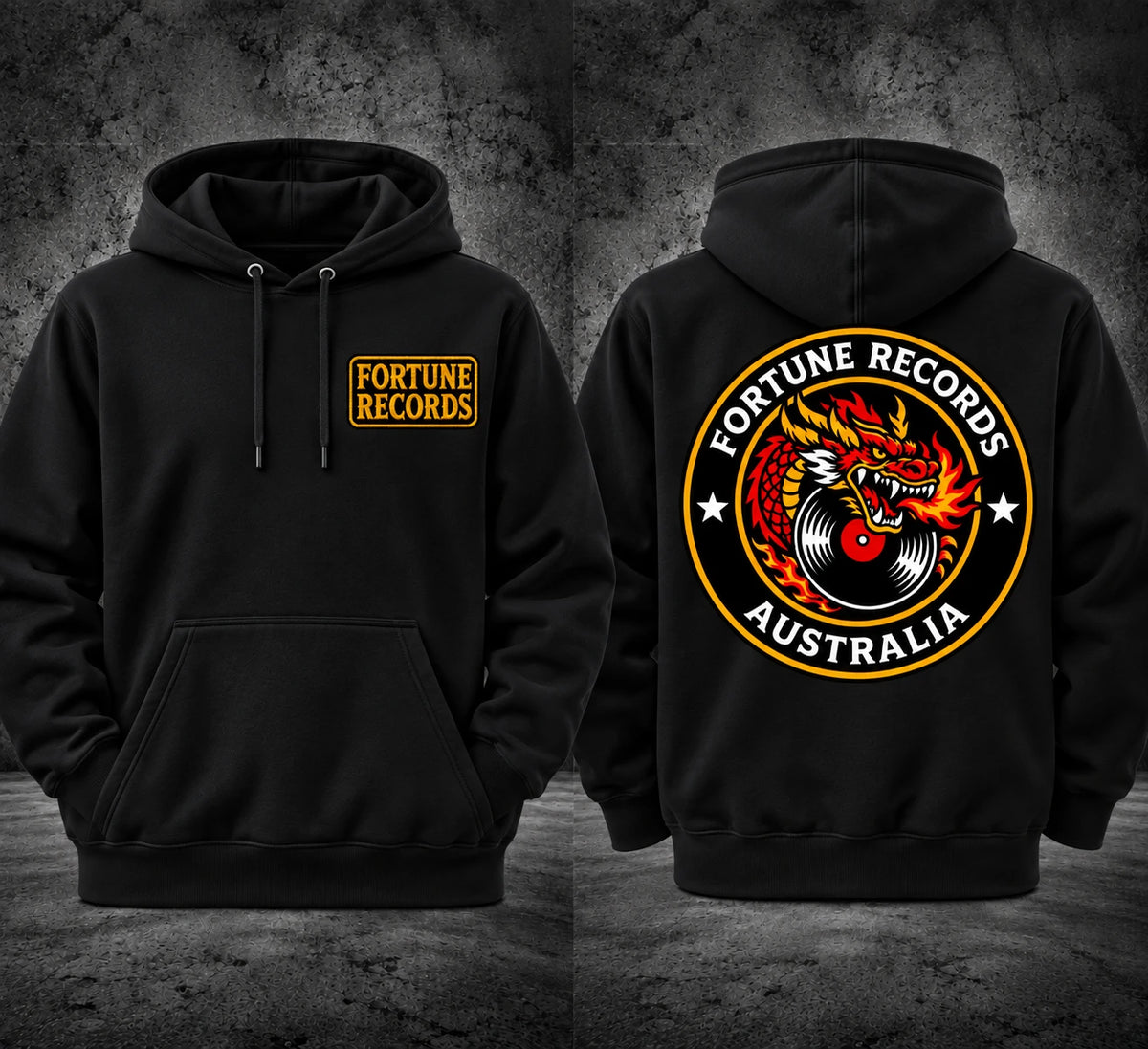 Fortune Records Dragon Patch Hoodie – Black
