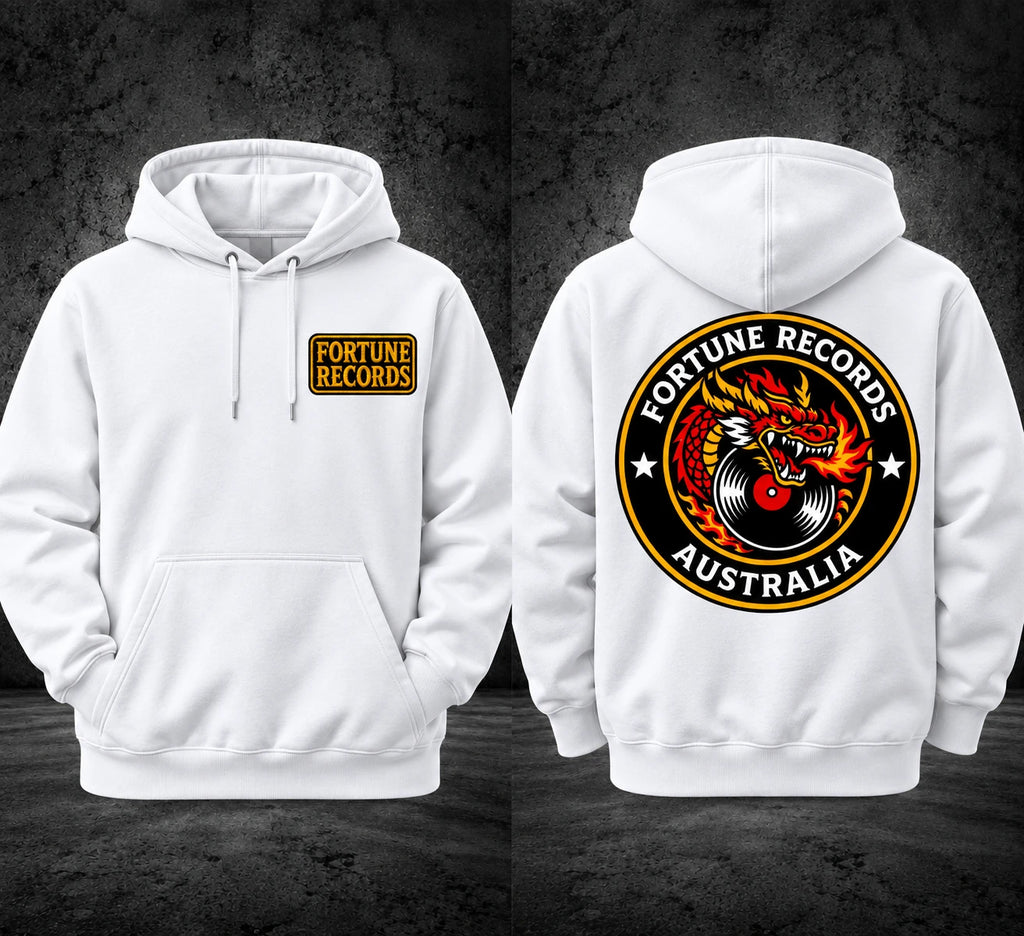 Fortune Records Dragon Patch Hoodie – White