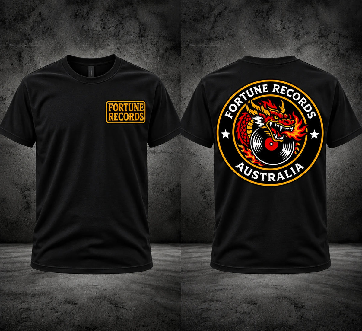 Fortune Records Dragon Patch Tee – Black