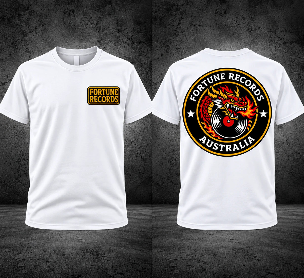 Fortune Records Dragon Patch Tee – White